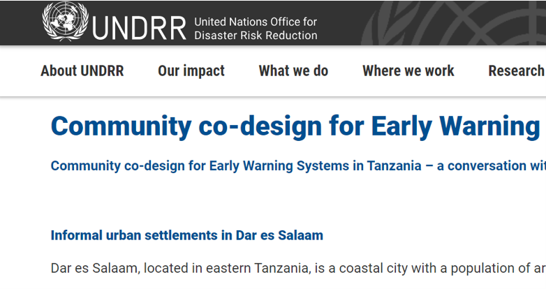 UNDRR: DARAJA Community co-design for Early Warning Systems in Tanzania