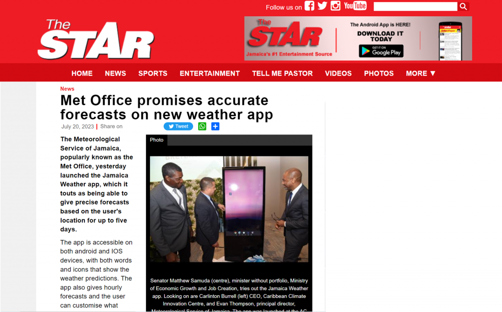 The Star, Jamaica: Met Office promises accurate forecasts on new weather app
