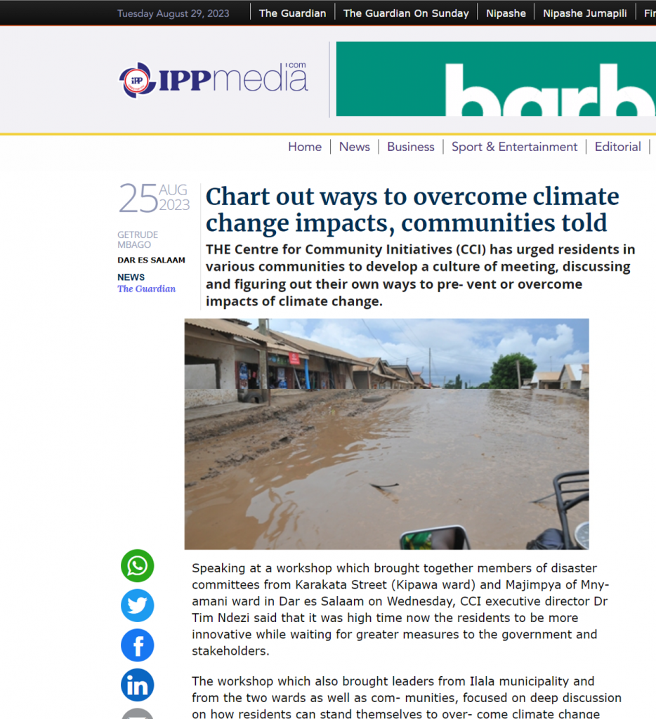 The Guardian, Tanzania: Chart out ways to overcome climate change impacts, communities told
