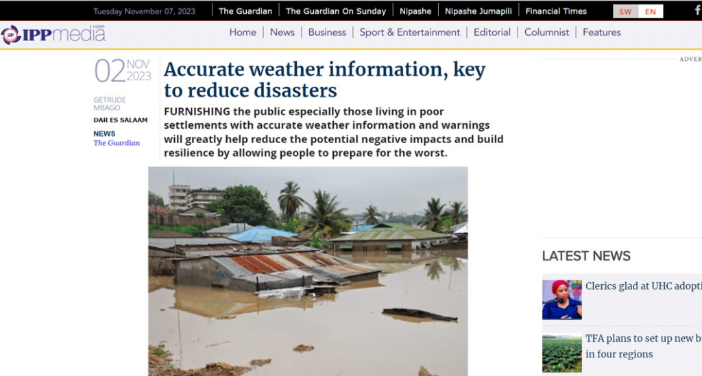 The Guardian, Tanzania: Accurate weather information, key to disasters