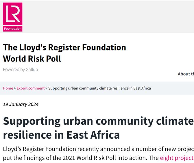 The Lloyd’s Register Foundation World Risk Poll Blog: Supporting urban community climate resilience in East Africa