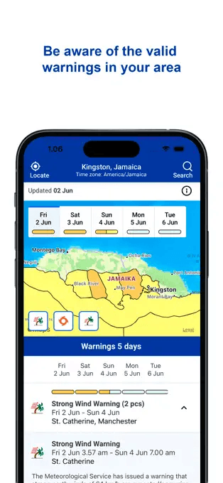18. BReTCAT Jamaica Weather App interface, July 2023